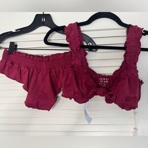Frankie's Bikinis Red Ruffle Bikini Set